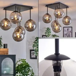 Plafonnier - Verre Chehalis Fume, 5 Lumieres