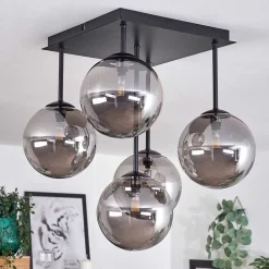 Plafonnier - Verre Chehalis Fume, 5 Lumieres