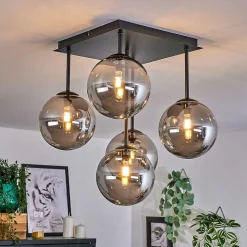 Plafonnier - Verre Chehalis Fume, 5 Lumieres