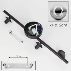 Plafonnier - Verre Chehalis Clair, Fume, 4 Lumieres