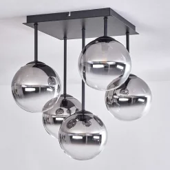 Plafonnier - Verre Chehalis Clair, Fume, 5 Lumieres