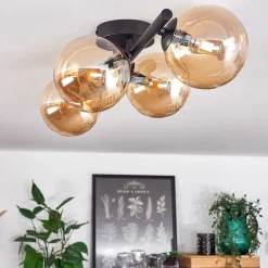 Plafonnier - Verre Chehalis Ambre, 4 Lumieres