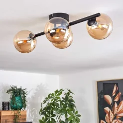 Plafonnier - Verre Chehalis Ambre, 4 Lumieres