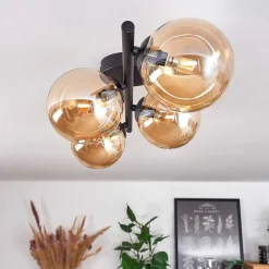 Plafonnier - Verre Chehalis Ambre, 4 Lumieres