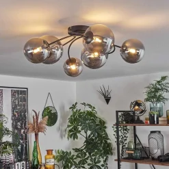 Plafonnier - Verre Chehalis Fume, 6 Lumieres