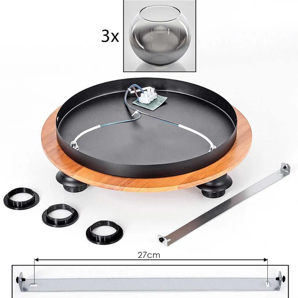 Plafonnier - Verre Koyoto Ecru, Noir, 3 Lumieres