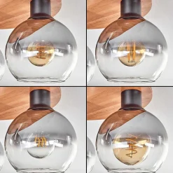 Plafonnier - Verre Koyoto Ecru, Noir, 3 Lumieres