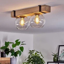 Plafonnier - Verre Montgomery Ecru, Noir, 2 Lumieres