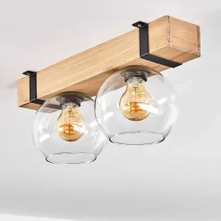 Plafonnier - Verre Montgomery Ecru, Noir, 2 Lumieres