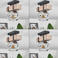 Plafonnier - Verre Montgomery Ecru, Noir, 1 Lumiere