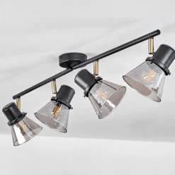 Plafonnier Abel Noir Dore, 4 Lumieres