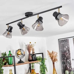 Plafonnier Abel Noir Dore, 4 Lumieres