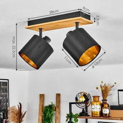 Plafonnier Alsen Ecru, Noir, 2 Lumieres