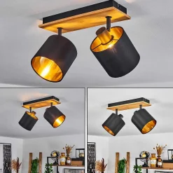 Plafonnier Alsen Ecru, Noir, 2 Lumieres