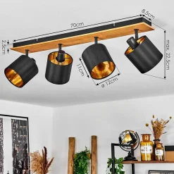 Plafonnier Alsen Ecru, Noir, 4 Lumieres