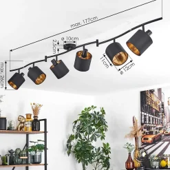 Plafonnier Alsen Noir, 6 Lumieres