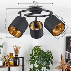 Plafonnier Alsen Noir, 3 Lumieres