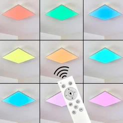 Plafonnier Antria Led Blanc, 1 Lumiere, Telecommandes, Changeur De Couleurs