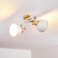 Plafonnier Banjul Bois Clair, Blanc, 2 Lumieres