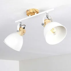 Plafonnier Banjul Bois Clair, Blanc, 2 Lumieres