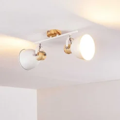 Plafonnier Banjul Bois Clair, Blanc, 2 Lumieres