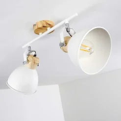 Plafonnier Banjul Bois Clair, Blanc, 2 Lumieres