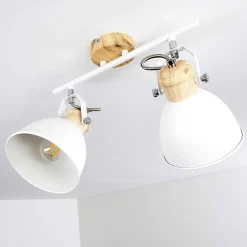 Plafonnier Banjul Bois Clair, Blanc, 2 Lumieres