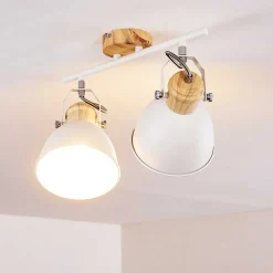 Plafonnier Banjul Bois Clair, Blanc, 2 Lumieres