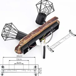 Plafonnier Bardhaman Bois Clair, Couleur Bois, Noir, 2 Lumieres