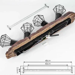 Plafonnier Bardhaman Brun, Couleur Bois, Noir, 4 Lumieres