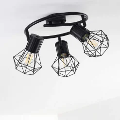 Plafonnier Bardhaman Noir, 3 Lumieres