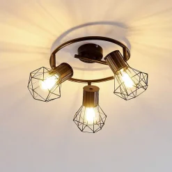 Plafonnier Bardhaman Noir, 3 Lumieres