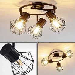 Plafonnier Bardhaman Noir, 3 Lumieres