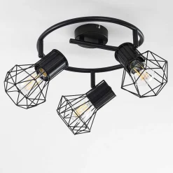 Plafonnier Bardhaman Noir, 3 Lumieres