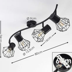 Plafonnier Bardhaman Noir, 4 Lumieres