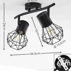 Plafonnier Bardhaman Noir, 2 Lumieres