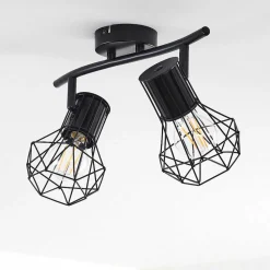 Plafonnier Bardhaman Noir, 2 Lumieres