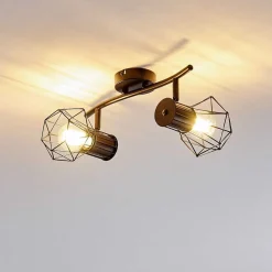 Plafonnier Bardhaman Noir, 2 Lumieres