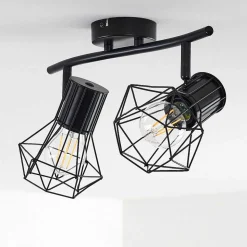 Plafonnier Bardhaman Noir, 2 Lumieres