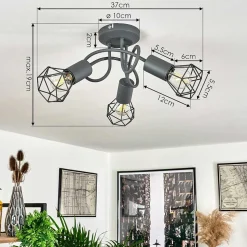 Plafonnier Baripada Gris, 3 Lumieres