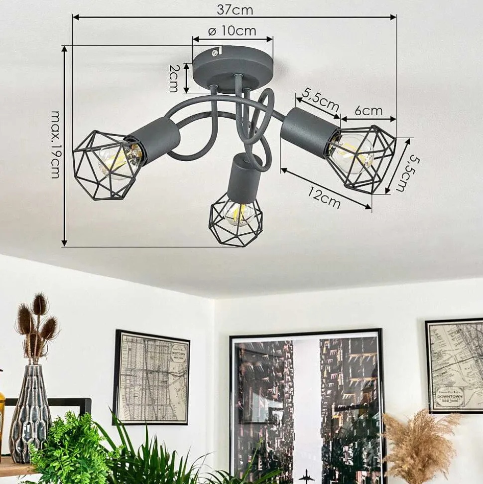 Plafonnier Baripada Gris, 3 Lumieres