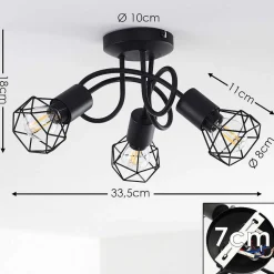 Plafonnier Baripada Noir, 3 Lumieres