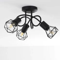 Plafonnier Baripada Noir, 3 Lumieres