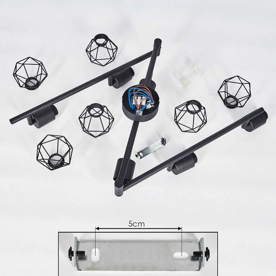 Plafonnier Baripada Noir, 6 Lumieres