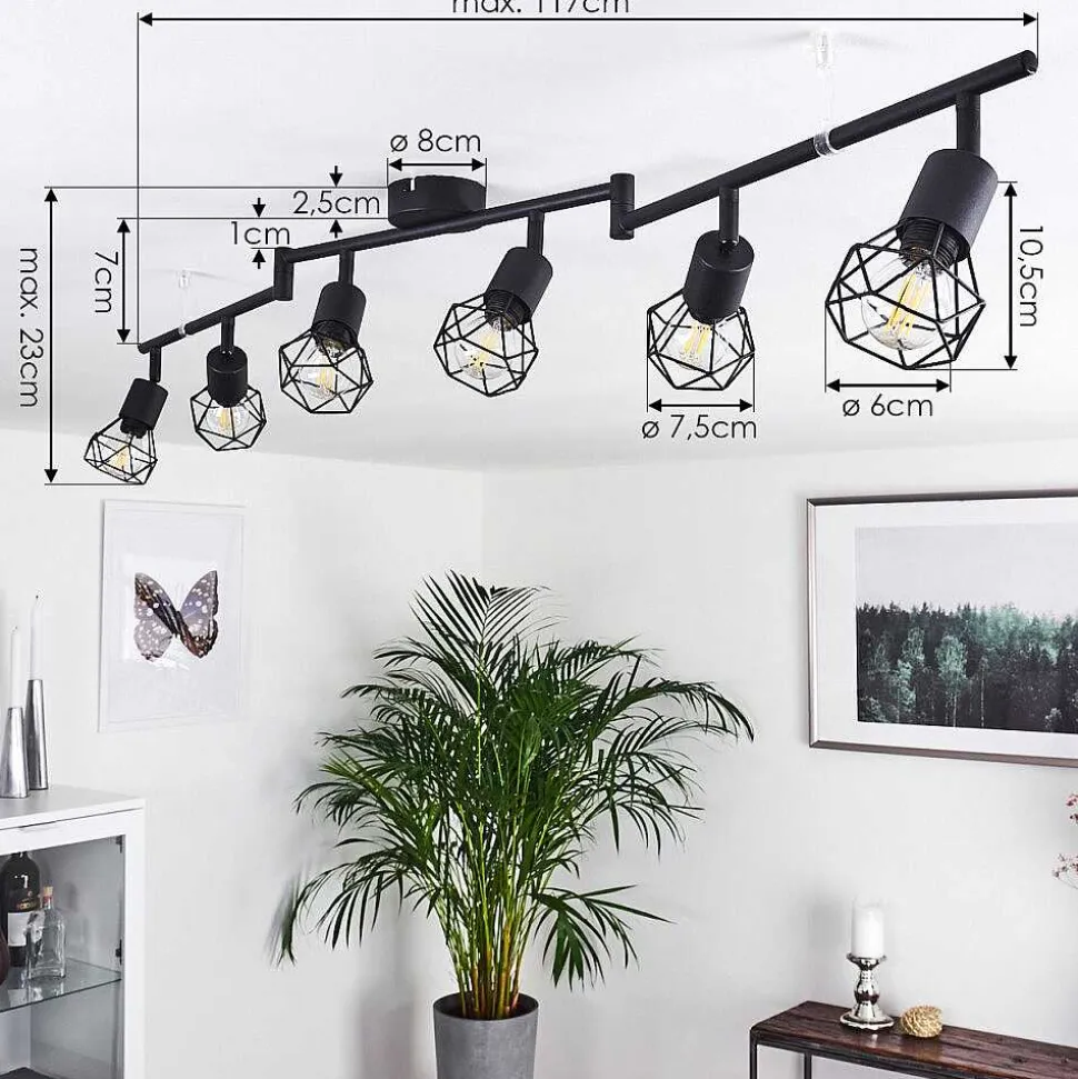 Plafonnier Baripada Noir, 6 Lumieres