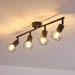 Plafonnier Baripada Noir, 4 Lumieres