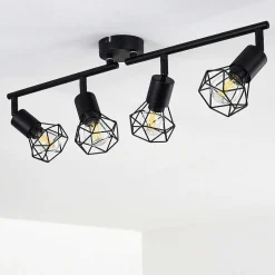 Plafonnier Baripada Noir, 4 Lumieres