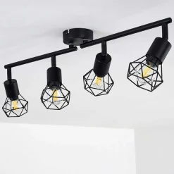Plafonnier Baripada Noir, 4 Lumieres