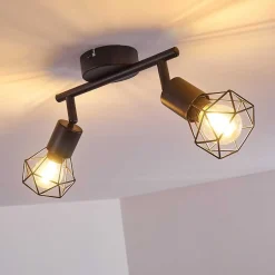 Plafonnier Baripada Noir, 2 Lumieres