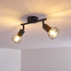 Plafonnier Baripada Noir, 2 Lumieres